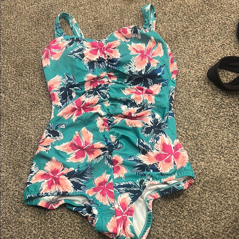 Floral Kids Swimwear in Teal and Pink